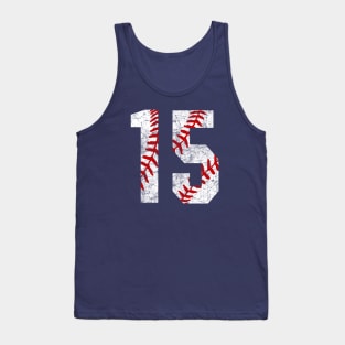 Vintage #15 Baseball Laces Baseball Mom Jersey Love Baseball T-shirt Tank Top